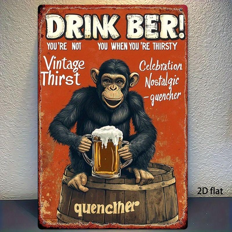 Retro Beer Theme Metal Tin Sign Bar Kitchen Wall Art Decor