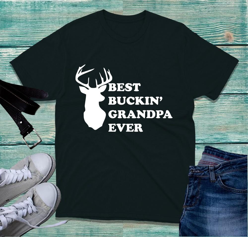 Best Buckin Grandpa Ever Tshirt Deer Hunting Buck Parody Grandpa Hunter Tee Top