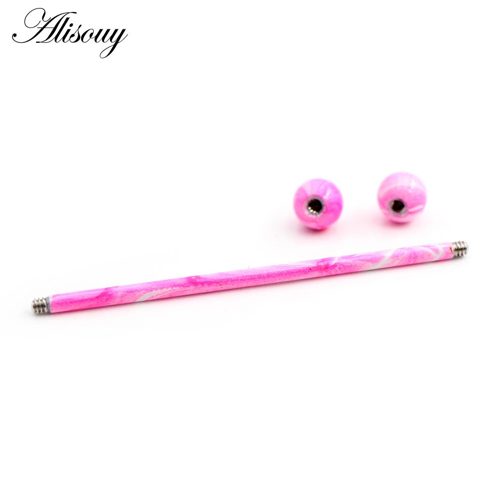 Alisouy 2PC Candy Backfarbe Edelstahl Kugel Ohrring Piercing Industrial Barbell Bar Gerüst Ohrknorpel Helix Schmuck
