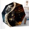 Yin Yang Snow Leopard & Tiger Circle Wall Art DecorUmbrella, Portable 3-Fold Compact Umbrella for Men & Women Gift