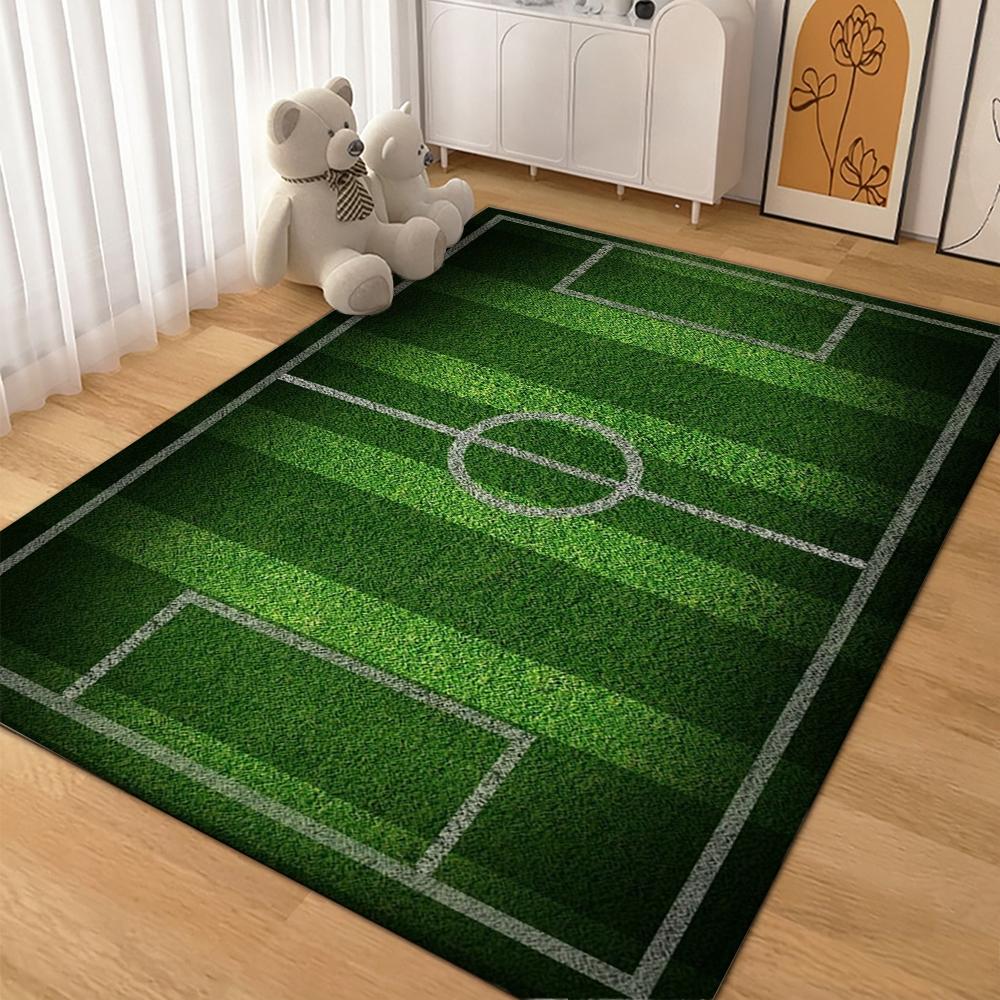 Green Soccer Field Indoor Rug Soft Nonslip Carpet For Living Room Play Area Hallway Home Party Decor Valentine'S Day Gift