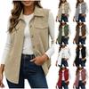 Women's Corduroy Lapel Collar Sleeveless Vest for Casual Commute