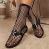 Fashion 2025 Summer New hollow Sandals Women's Mesh Roman Boots Black Sexy Short boots Ladies New Black Single Shoes Sandals Zapatos