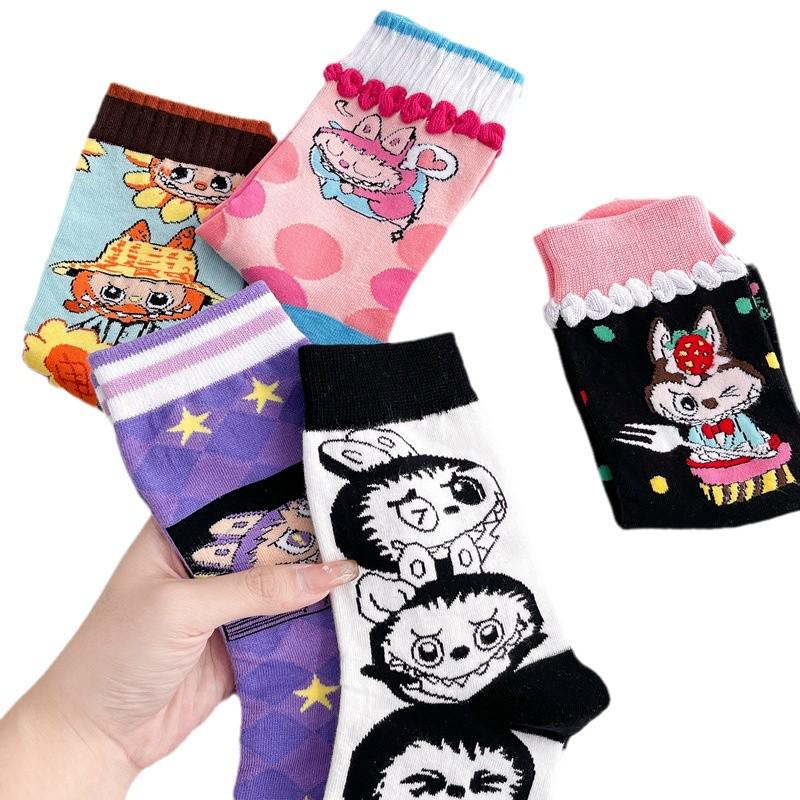 Μοντέρνες Γυναικείες Κάλτσες από Βαμβάκι με Ιαπωνικό Άνιμε Κινούμενα Σχέδια, Στυλ Μέχρι τη Μέση της Γάμπας και Πάνω από το Γόνατο