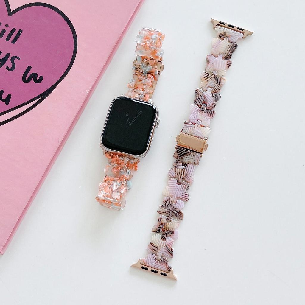 Apple Watch Band için Kelebek Reçine Kayış 7 44 40mm 42mm 38mm 41 45mm Şeffaf Döngü Kordonlu Saat IWatch 7 6 Se Serisi 5 4 3