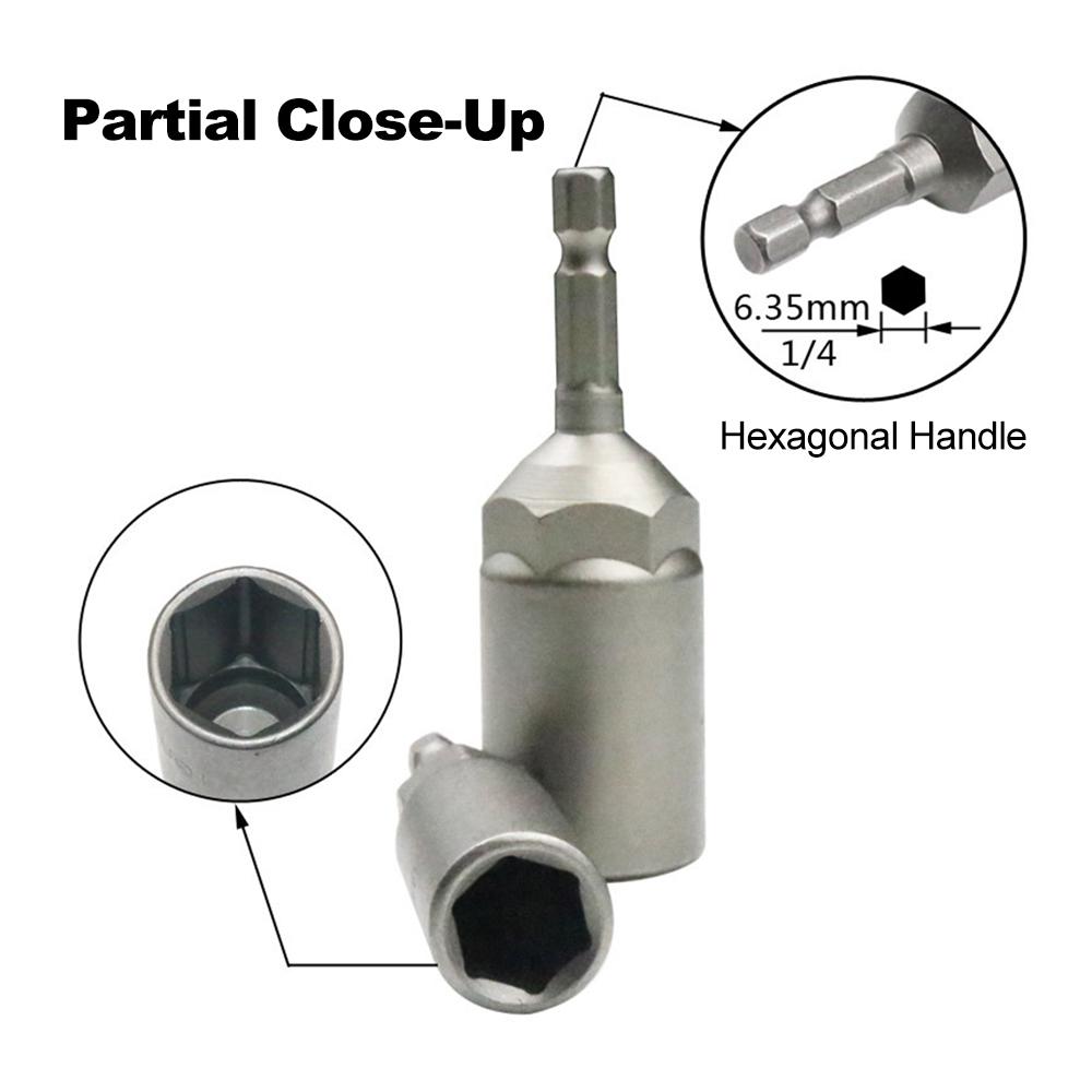Length Deepen Impact Socket Adapter 5.5-19mm Power Nut Driver Socket Set 16Pcs Hex Shank Screwdriver Key Head Hand Tool