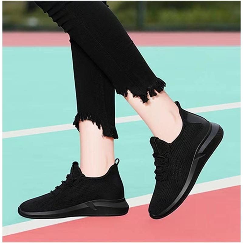 New summer versatile flying knitting casual women's shoes sports small black shoes work shoes hotel kitchen shoes
