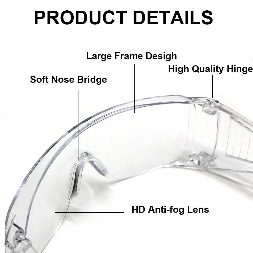 1pc Safety Transparent Glasses Anti Fog Goggles Vented Sides Shields PC Frame Spectacles for Riding Lab Labor Protection