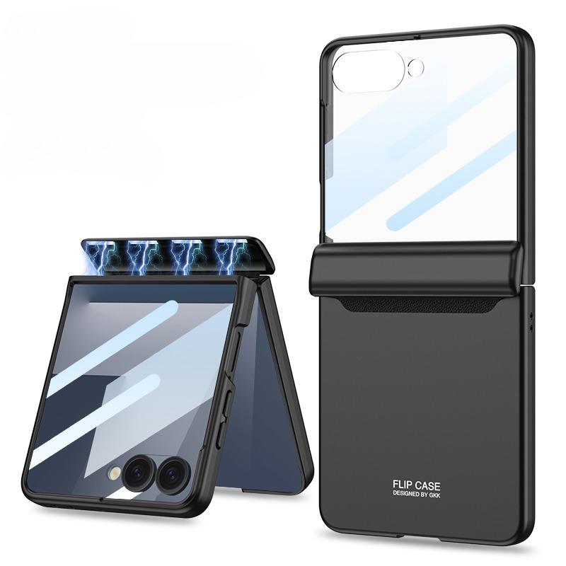 Magnetic Hard Cover for Samsung Galaxy Z Flip 7 FE 6 Flip7 Flip6 5G Phone Case with Tempered Film Hinge Protection