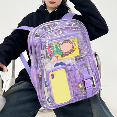 Clear Backpack for Girls Boys Waterproof Heavy Duty Transparent Bookbag Large Capacity See Through Backpack for Work School Travel