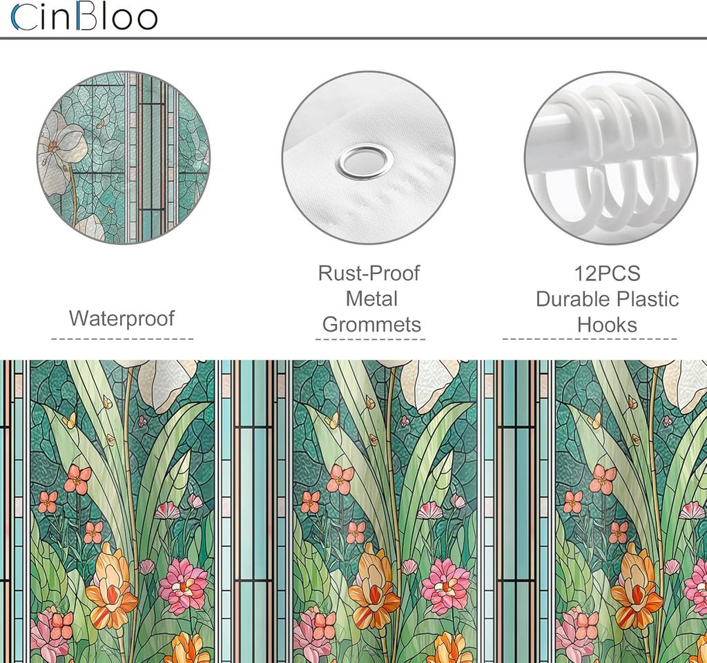 Barevná sprchová závěs Květinový design s motýly Vintage Art Deco Dekorace koupelny Voděodolná látka Elegantní interiér domu