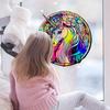Ls13512 Laser Material Gradual Change Colorful Unicorn Round Wall Sticker Viewing Angle Different Pattern Color
