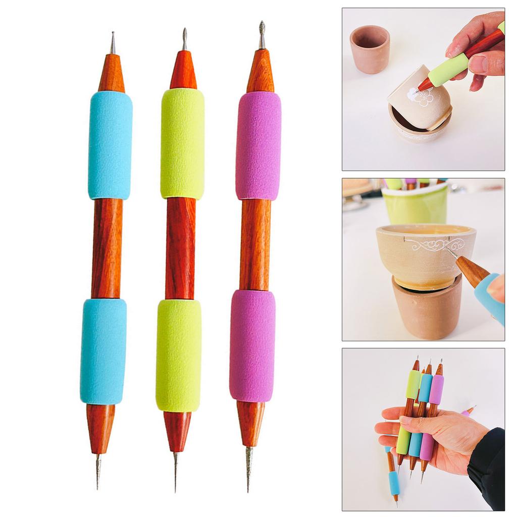 Pottery Texture Carving Tool Double-Ended Carving Needle Engraving Needle Ceramics Decorative Shape Tool for Art Craft