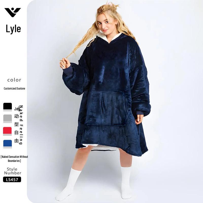 Flannel Lazy Wearable Blanket Hoodie for Indoor & Outdoor Cold-Weather Comfort