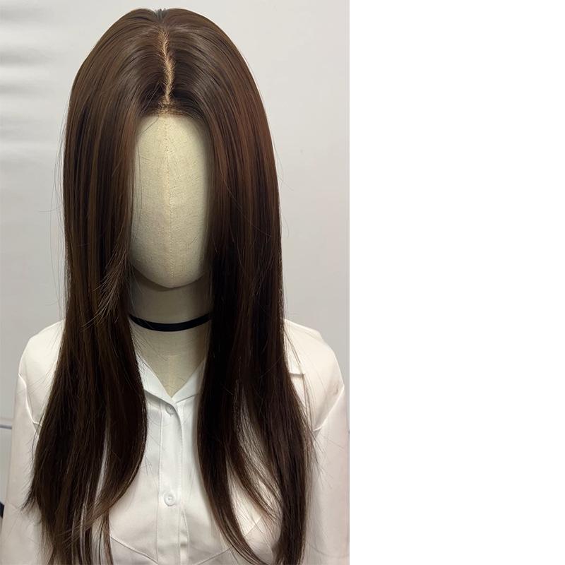 QianSi JiaRen Women's Wig with Imitation Hand-Tied Large Scalp, Lace, Windproof Buckle for Thickening and Full Head Coverage; No Wig Cap Needed.