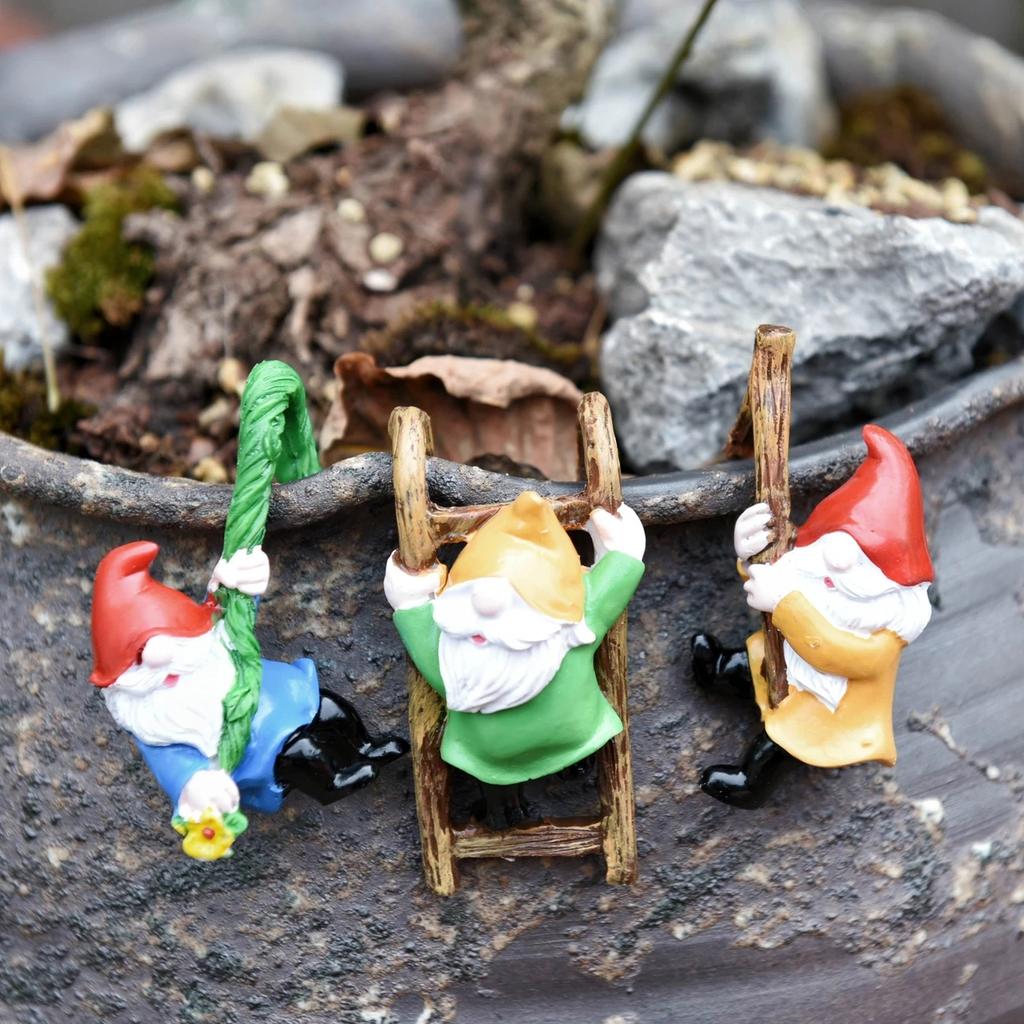 3Pcs: Cute Resin Gnome Pendant for Hanging Cup Flower Pot Home Decor Flower Pot Landscape Decoration Outdoor Garden Decora