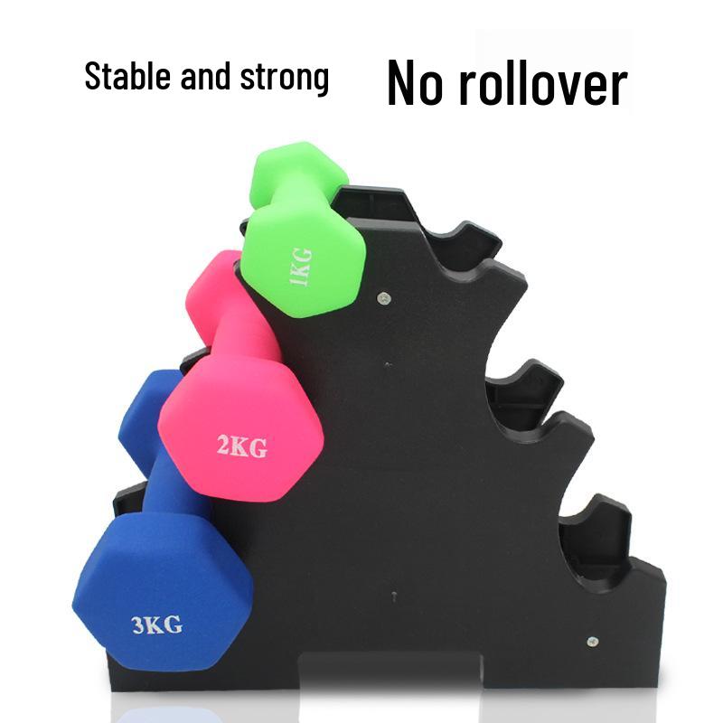 Three-Tier Plastic Coated Dumbbell Rack for Home Fitness