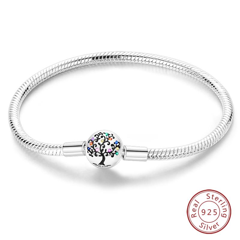 Bracciale Argento 925 Originale 17-20CM Stella Luna Sole Quadrifoglio Zircone Verde Bracciali Adatti Fai da Te Ciondoli Gioielli Compleanno Regali