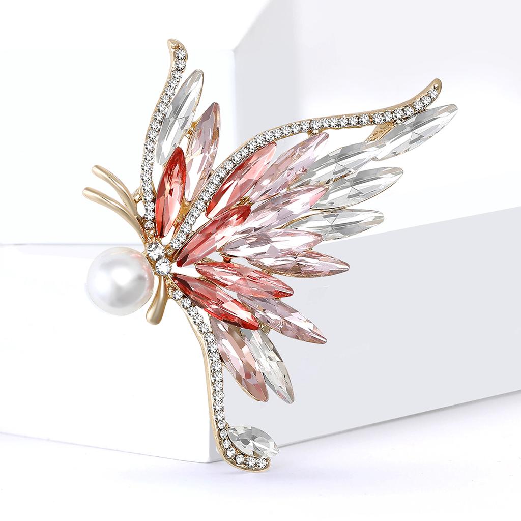 Luxury Rhinestone Butterfly Brooches for Women Unisex Pearl Insect Pins Event Party Gift Backpack Decoration Clothes Accessories