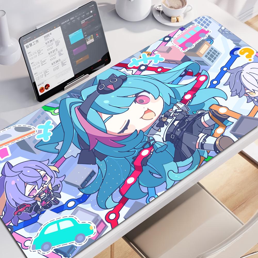 Kawaii Anime Girl Mint Mousepad Large Xxl Neverness To Everness Computer Keyboardmat Suitable For Office Work And Gaming