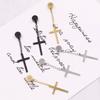 Fashion Simple Frosting Cross Pendant Man Magnet Earrings Korean Style Ear Stud Round Earrings
