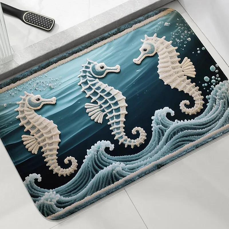 

Кокосовая пальма Ванная комната Противоскользящие напольные коврики Душевая комната Маленький ковер Умывальник Впитывающий коврик для ног Современный домашний декоративный ковер 40x60cm