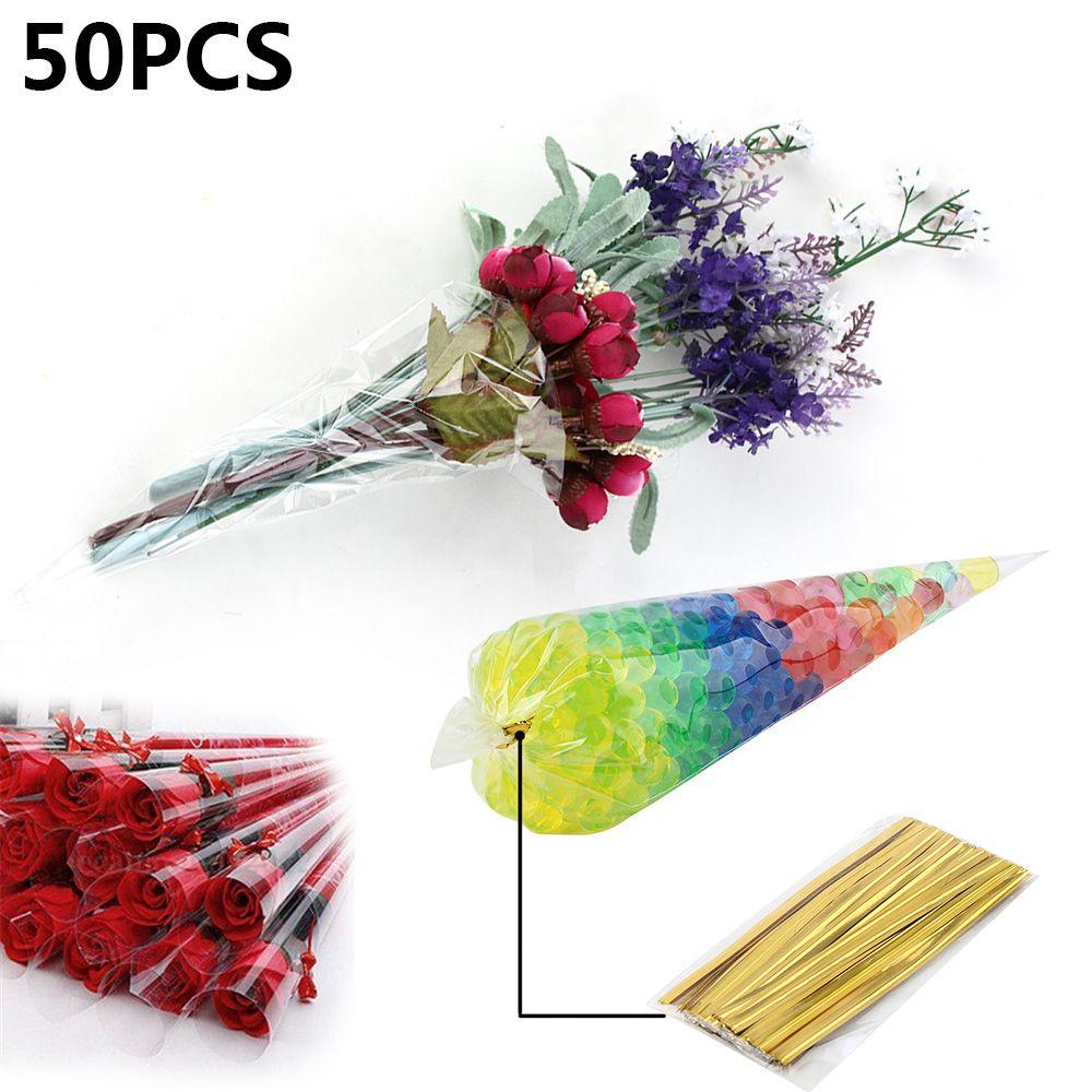 Celofan transparent Favor de petrecere Sigiliu Con Husă Pungă de bomboane din plastic Pachet transparent Buzunar pentru gustare