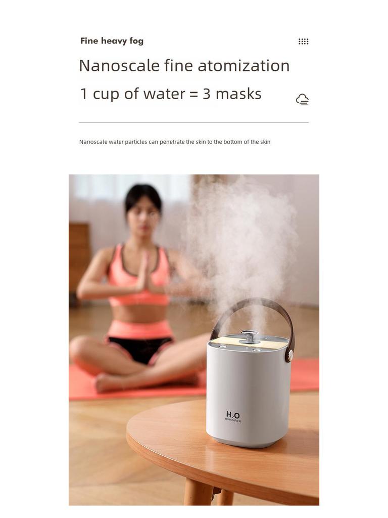 Portable Silent Humidifier: Dual Spray, High Mist Output for Home and Office