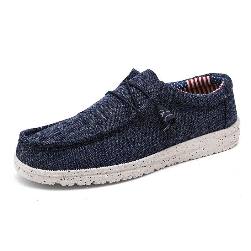 Men's Large Casual Korean Style Loafers - Breathable Light Canvas Slip-Ons