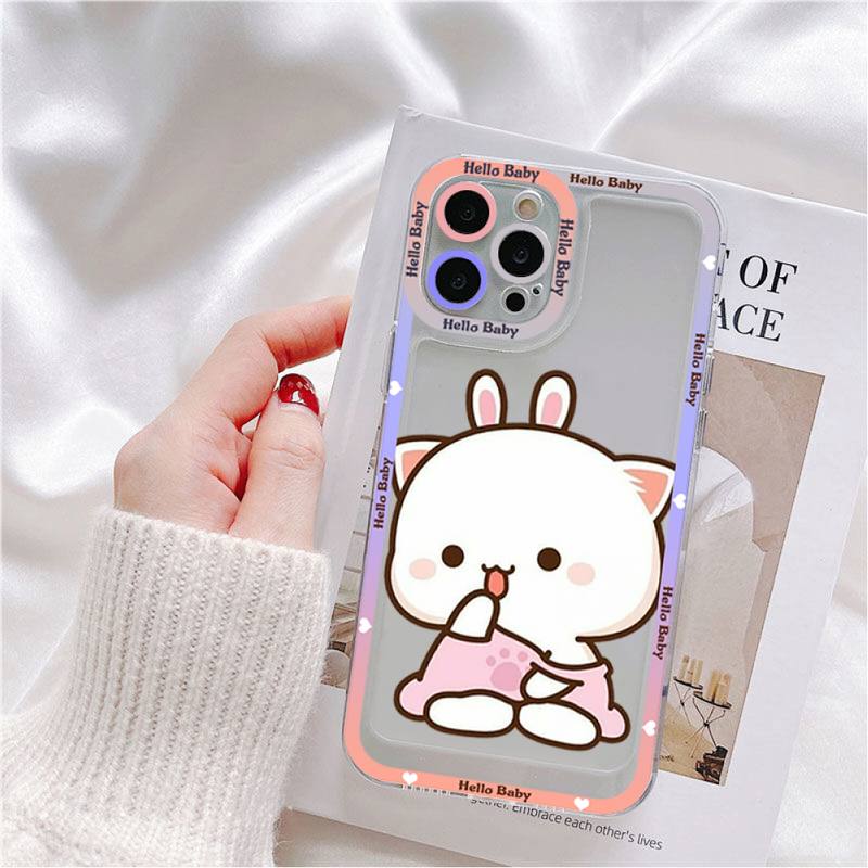 Mochi Peach Cat Phone Case for iPhone 11 12 13 Mini Pro Max 14 Pro Max Case shell