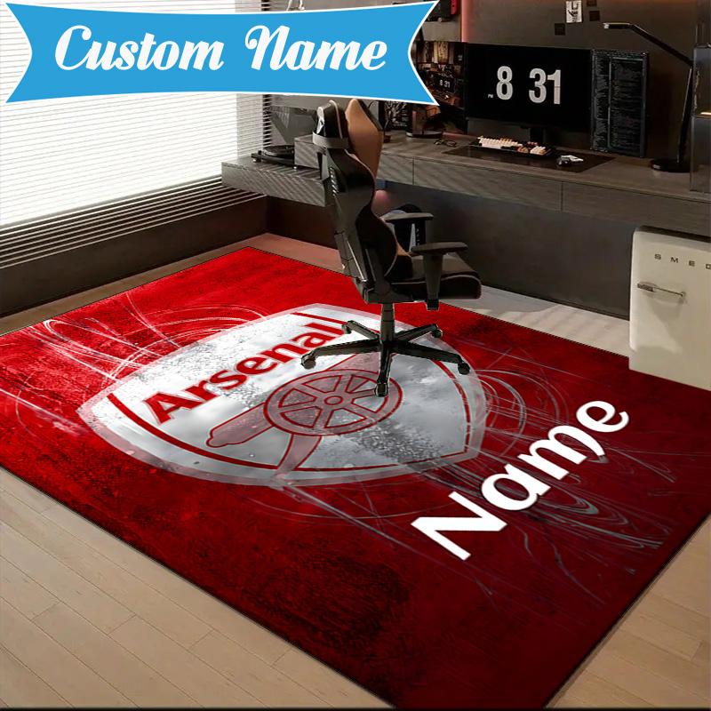 Custom Name Arse-nal Football Crest Rug Game Carpet, Floor Mat for Bedroom Living Room Entryway Rug, Home Decor Idea Gift for Christmas birthday
