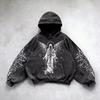 Retro gotická grafická potisk Hip Hop mikina s kapucí pro muže Y2k Grunge Punk ležérní volný pulovr dámská streetwear mikina s kapucí