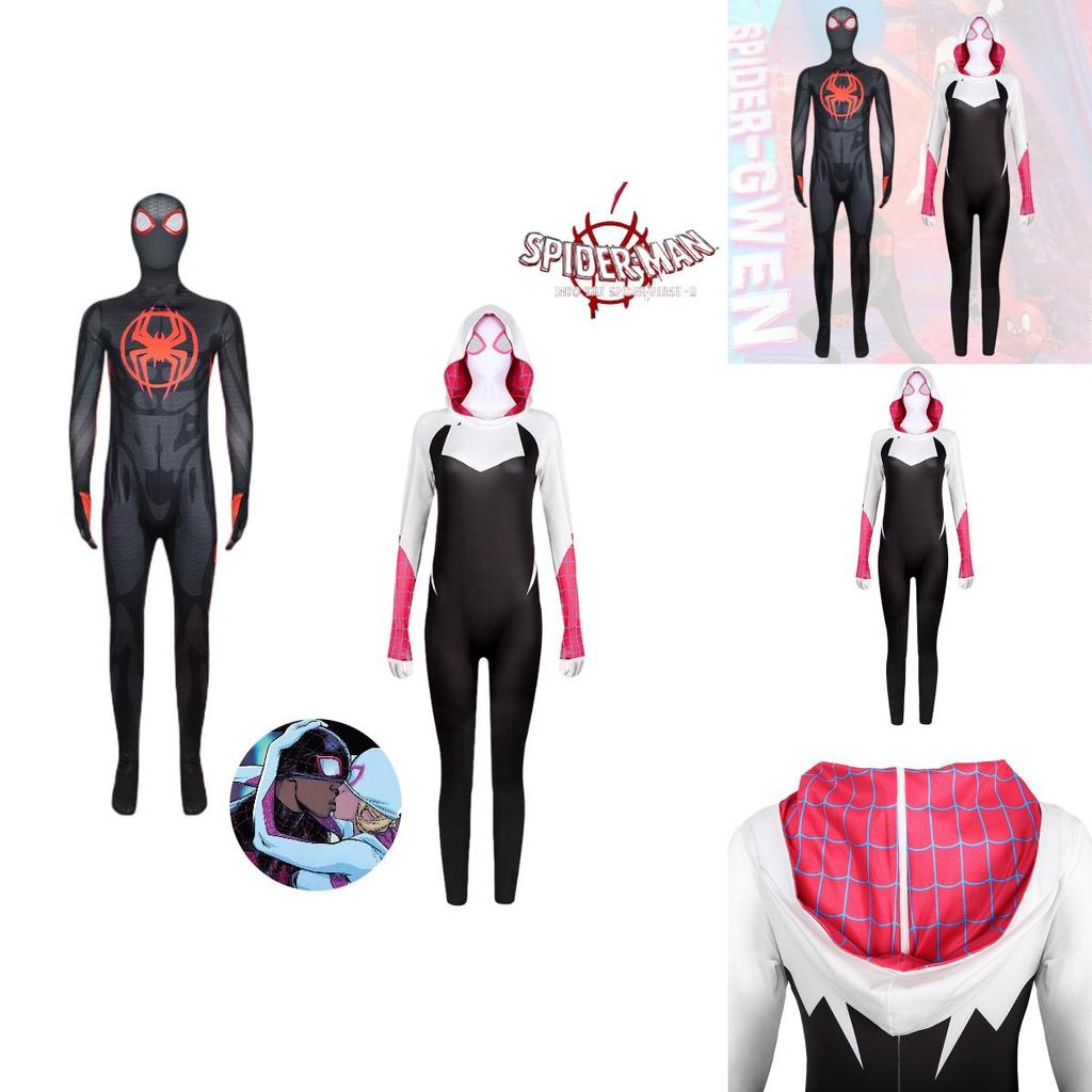 2023 Spider-man Miles Gwen Cosplay Costume Women's Spider-man Jumpsuit Milk Silk Fabric