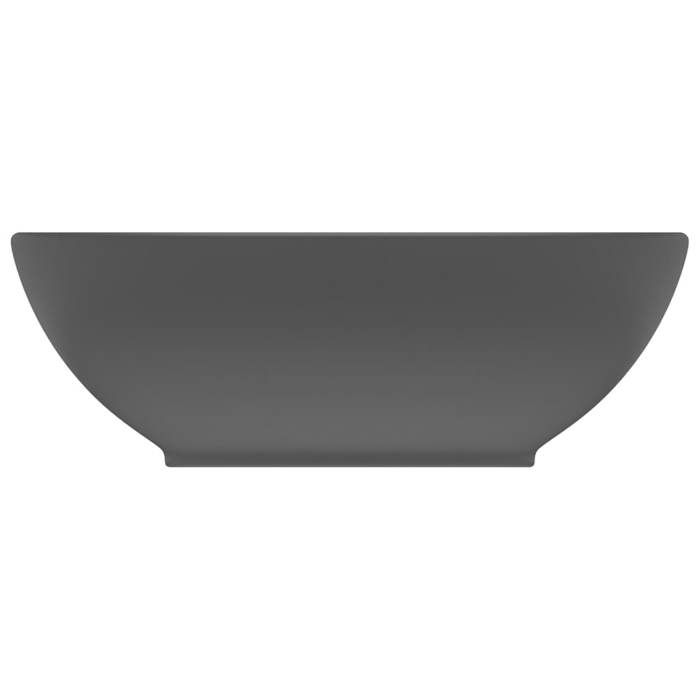 VidaXL Lavabo Ovale de Luxe Vasque à Poser de Toilette Lave-mains de Salle de Bain Cuisine Maison Intérieur Gris Foncé Mat 146928