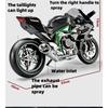 1/9 Kawasaki H2R Alloy Model Ignite Motorcycle with Spray Model Ignite Start Alloy Simulation Children Motorcycle Toy Gift