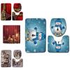 4pcs Christmas Shower Curtain And Toilet Cushion Set Cover Mat For Festive Bathroom Decor