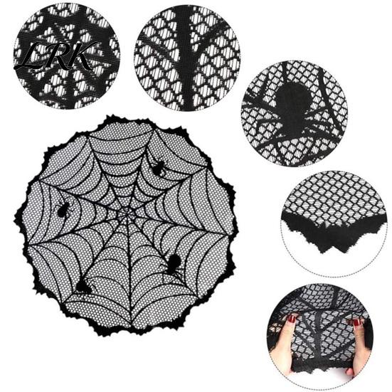 Dark Halloween Aesthetic Decor Tablecloth, Black Lace Spider Web Table Cover, Spooky Gothic Lamp Shade for Masquerade, Party, Dinner Decoration