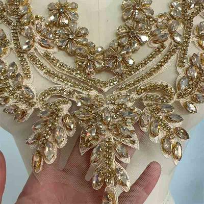 Handmade 3D Beaded Sew-on Technique Rhinestone Crystal Collar Neckline Applique for Wedding Party Shoes Garments Bags Nail Art