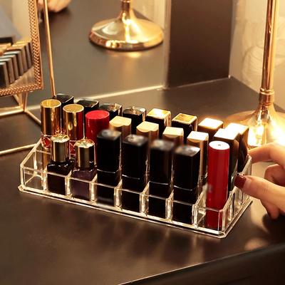 Clear 12 Grid Lipstick Stand Case Makeup Organizer Storage Box Lipstick Display Stand Holder Cosmetic Jewelry Organizer Box