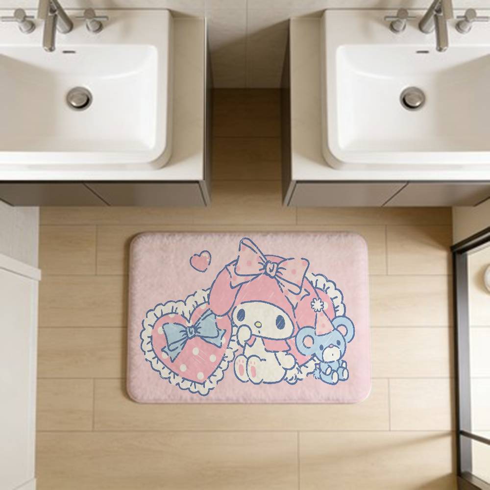Cute M-my Melody Bathroom Mat Anti-slip Absorb Water Long Strip Cushion Bedroon Mat Welcome Doormat