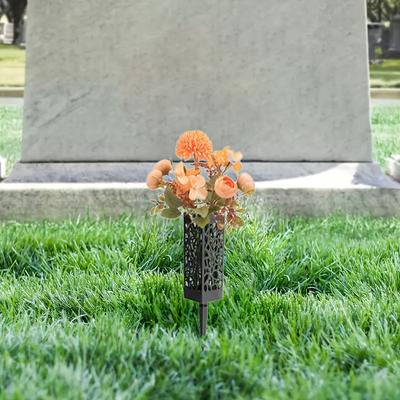2 pièces Paniers de Fleurs Cimetière 2 Bouquets Fleurs de Cimetière Simulées Rose Orange Hortensia Couronnes Mixtes