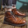 Retro Fashion Brown High-top Shoes for Men Breathable Leather Casual Shoes Big Size 48 Ankle Boots Men 2024 Zapatos Para Hombres