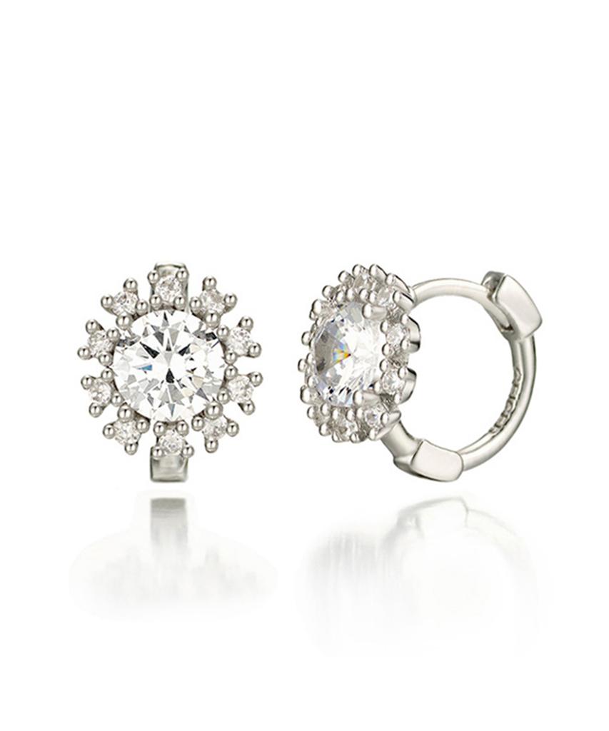 Geigerjewelry Flower One-Touch Earrings Gisvee024 (Silver 925 Pin)
