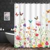 Plant Paradise Shower Curtain - Vibrant Wildflowers & Butterflies, 12 Hooks, Home & Bathroom Decor