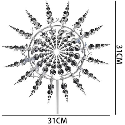 Wind & Solar Powered Kinetic Windmill | 3D Spinning Garden Sculpture | Outdoor Metal Art for Yard Patio Decoration