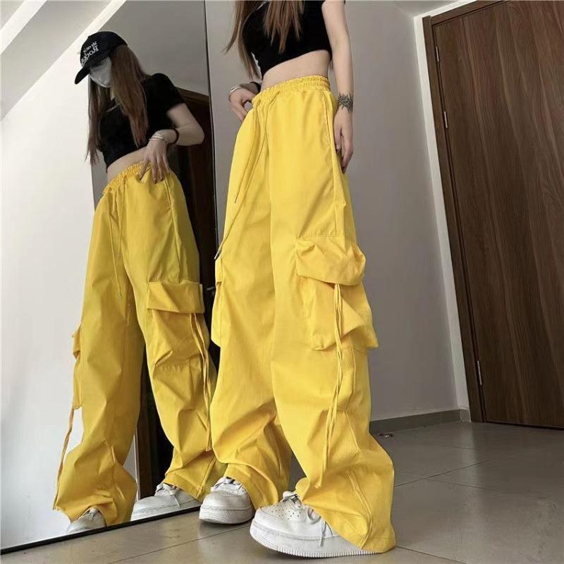 American retro quick-drying overalls women's summer high-waisted straight wide-leg streamers loose casual floor-mopping trousers trend