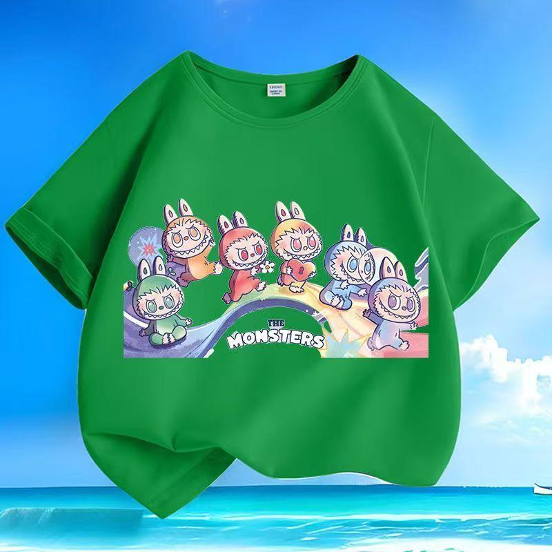 

Детская футболка Labubued с 3D-принтом, смешной топ с коротким рукавом для мальчиков и девочек, повседневная одежда, летняя милая одежда с коротким рукавом, подарок 160