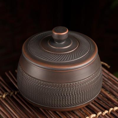 High-grade Purple Pottery   Retro Ceramic Sealed Pot Storage Jar Household Retro Tea Box Moisture-proof Storage Jar