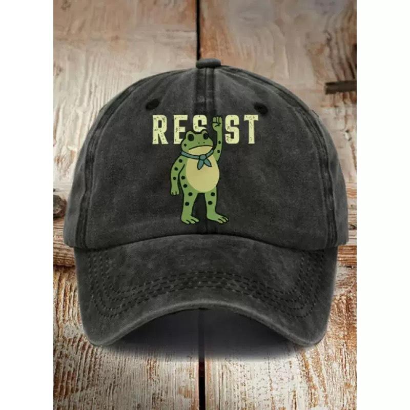 Frog Resists Washed Cotton Hat Men's Old Daddy Hat Vintage Printed Soft Top Baseball Cap