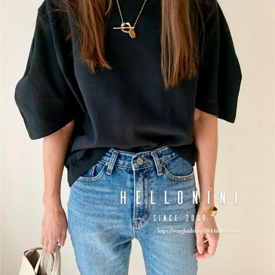 Korean Dongdaemun INS Style Casual Bubble Sleeve T-Shirt for Women